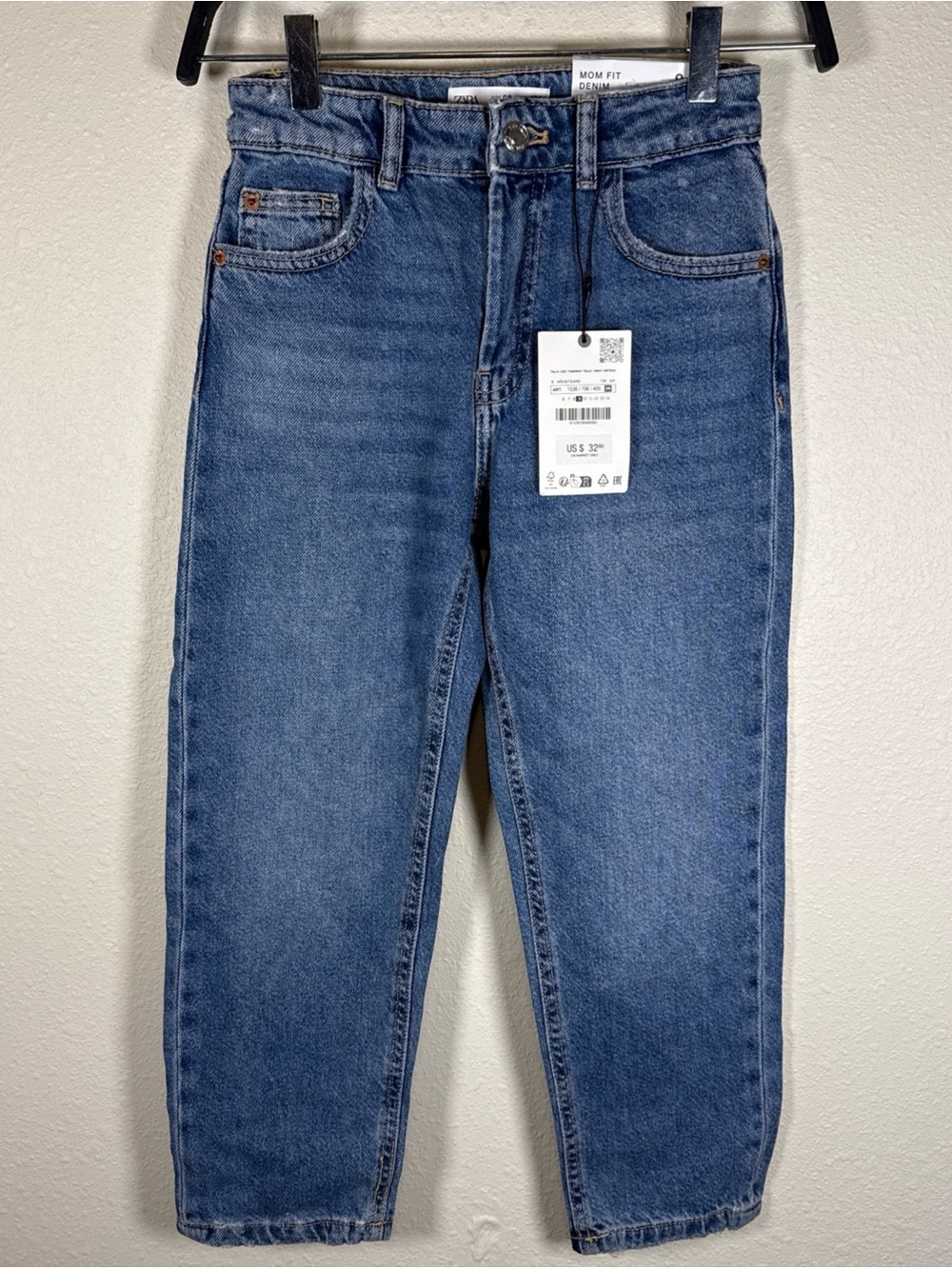 Zara Kids Girls Mom Jeans Size 9 Med Wash 90s Adjustable waist